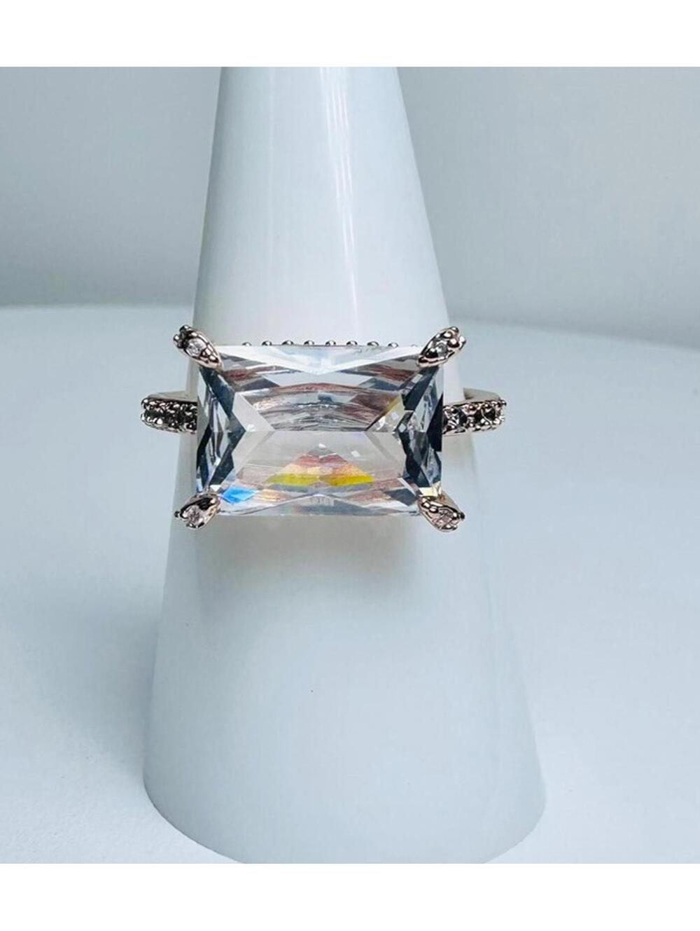 Bomb Party "Timelessly Unwavering" Ring Sz 8 RG22723 Cubic Zirconia on Rose Gold